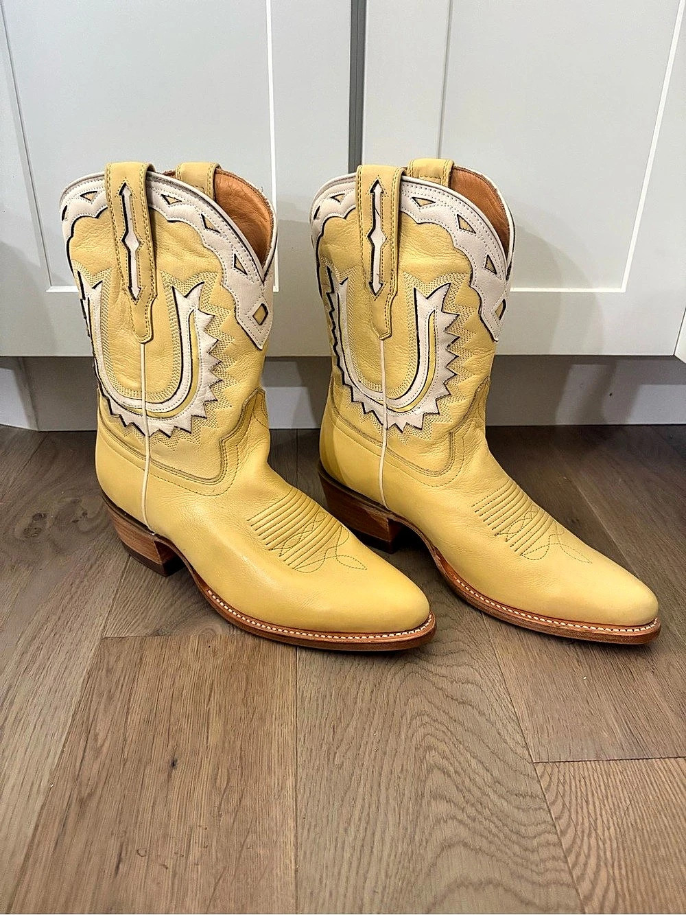 Tecovas Jolene Pale Yellow Western Boot Heeled Boots size 7.5